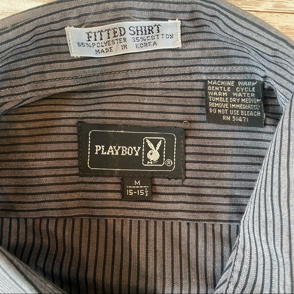 Playboy Pinstripe Button Down Dress Shirt Medium